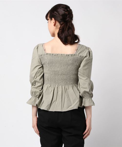 WEGO（ウィゴー）の「WEGO/スクエアシャーリングブラウス（シャツ/ブラウス・レディース・ベージュ/グリーン/ライトブラウン・FREE）」の5枚目の写真