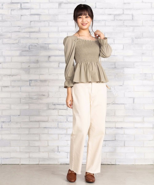 WEGO（ウィゴー）の「WEGO/スクエアシャーリングブラウス（シャツ/ブラウス・レディース・ベージュ/グリーン/ライトブラウン・FREE）」の16枚目の写真