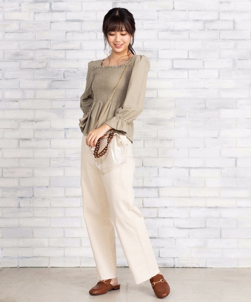 WEGO（ウィゴー）の「WEGO/スクエアシャーリングブラウス（シャツ/ブラウス・レディース・ベージュ/グリーン/ライトブラウン・FREE）」の17枚目の写真