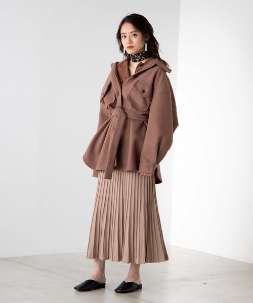 WEGO（ウィゴー）の「DISPARK/ベルト付きCPOシャツジャケット（ミリタリージャケット・レディース・アイボリー/ライトブラウン・FREE）」の3枚目の写真