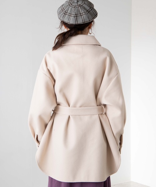 WEGO（ウィゴー）の「DISPARK/ベルト付きCPOシャツジャケット（ミリタリージャケット・レディース・アイボリー/ライトブラウン・FREE）」の11枚目の写真