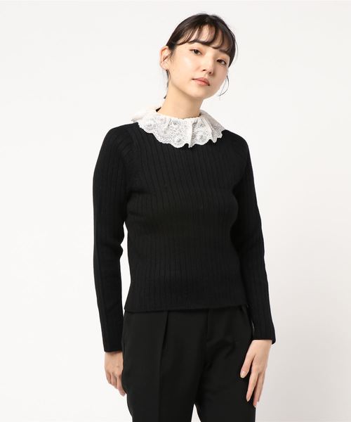 one after another NICE CLAUP(ワンアフターアナザーナイスクラップ)の「衿レースフリルニット(ニット/セーター・レディース・ブラック/オフホワイト/ゴールド・FREE)」の8枚目の写真