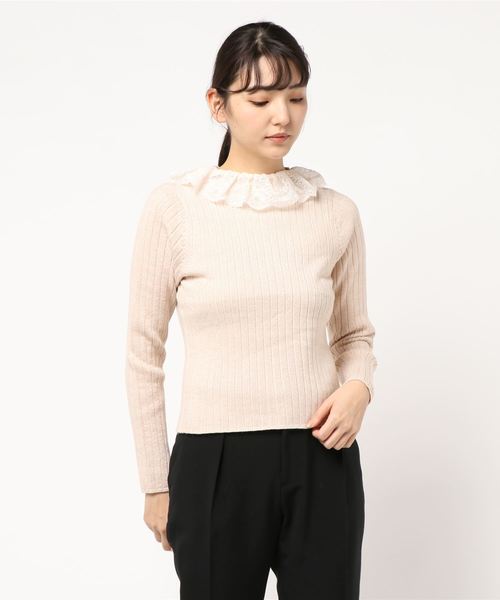 one after another NICE CLAUP(ワンアフターアナザーナイスクラップ)の「衿レースフリルニット(ニット/セーター・レディース・ブラック/オフホワイト/ゴールド・FREE)」の13枚目の写真