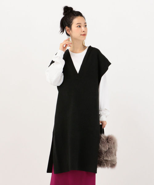 SHIPS Days（シップスデイズ）の「SHIPS Days:プルオーバーニット（ニット/セーター・レディース・ダークグレー/ベージュ・ONE SIZE）」の2枚目の写真