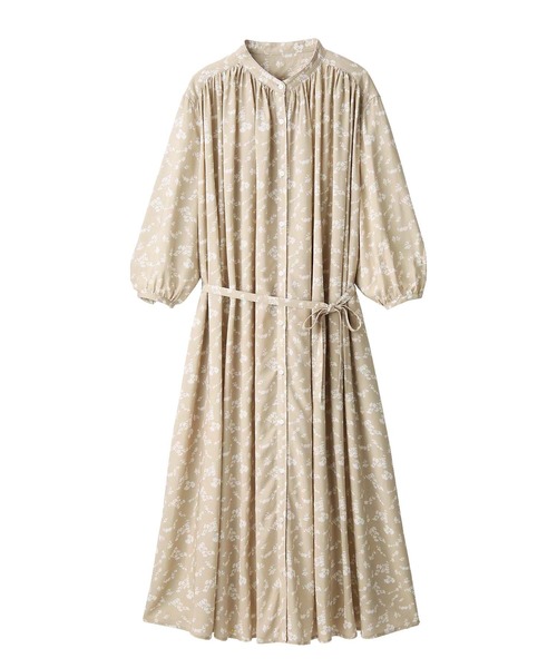 GeeRA(ジーラ)の「バンドカラーギャザーデザインワンピース(ワンピース・レディース・ブラック/ベージュ/ミント・MEDIUM/LARGE/X-LARGE/XX-LARGE)」の5枚目の写真