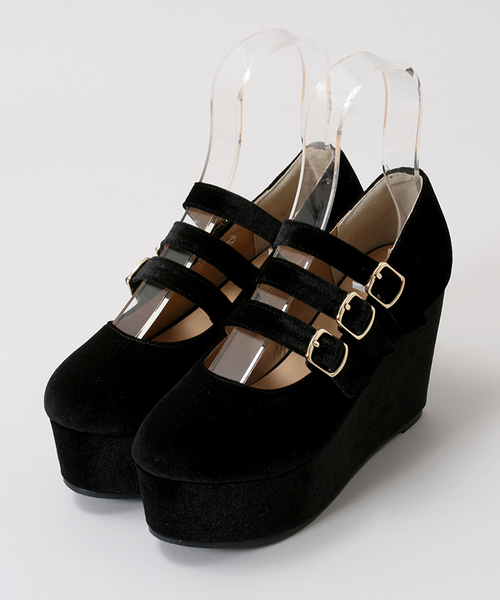 WEGO(ウィゴー)の「WEGO/ベロアパンプス(パンプス・レディース・ブラック/ピンク・LARGE/MEDIUM)」の3枚目の写真