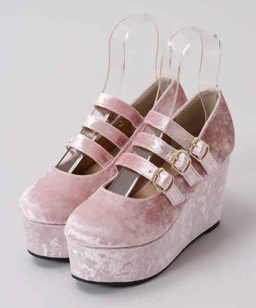 WEGO(ウィゴー)の「WEGO/ベロアパンプス(パンプス・レディース・ブラック/ピンク・LARGE/MEDIUM)」の4枚目の写真