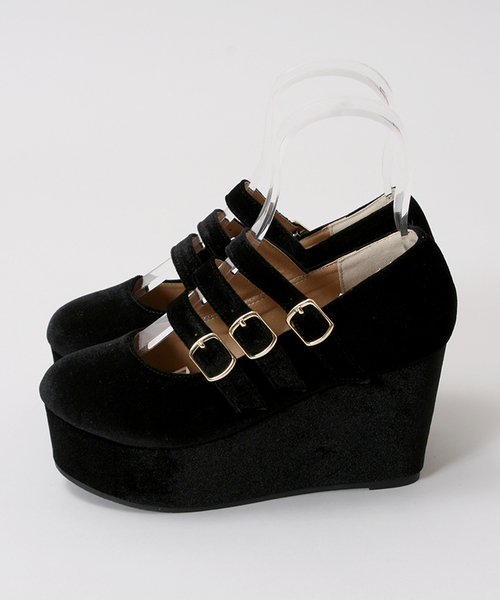 WEGO(ウィゴー)の「WEGO/ベロアパンプス(パンプス・レディース・ブラック/ピンク・LARGE/MEDIUM)」の5枚目の写真