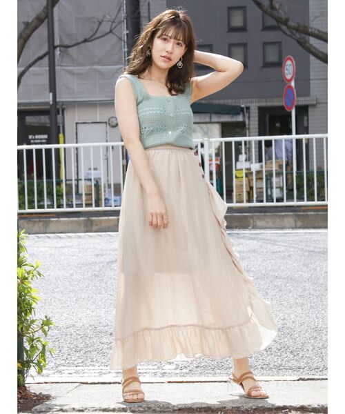 dazzlin（ダズリン）の「ライトアングルフリルスカート（スカート・レディース・ベージュ/オフホワイト/グリーン・SMALL/MEDIUM）」の5枚目の写真