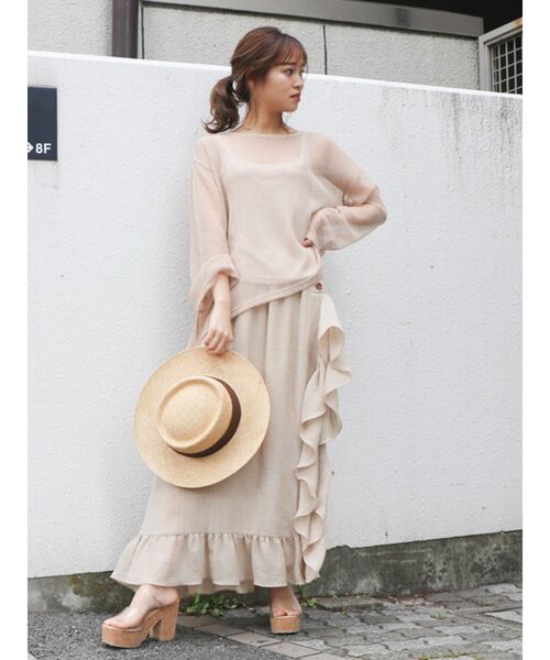 dazzlin（ダズリン）の「ライトアングルフリルスカート（スカート・レディース・ベージュ/オフホワイト/グリーン・SMALL/MEDIUM）」の11枚目の写真