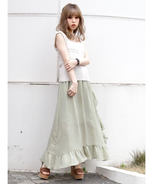 dazzlin（ダズリン）の「ライトアングルフリルスカート（スカート・レディース・ベージュ/オフホワイト/グリーン・SMALL/MEDIUM）」の14枚目の写真