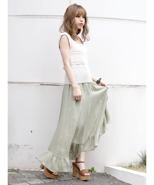 dazzlin（ダズリン）の「ライトアングルフリルスカート（スカート・レディース・ベージュ/オフホワイト/グリーン・SMALL/MEDIUM）」の15枚目の写真