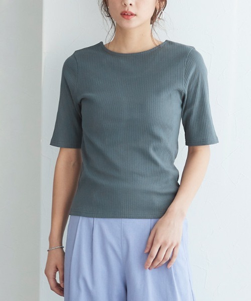 Pierrot(ピエロ)の「バックオープンリブカットソー(Tシャツ/カットソー・レディース・ブラック/ミント/チャコールグレー/アイボリー・M/L)」の14枚目の写真