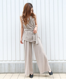 【WEB限定】ベアテンカシュクールワイドパンツセットアップ