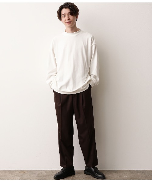 JUNRED(ジュンレッド)の「モイスチャースムースモックネックプルオーバー(Tシャツ/カットソー・メンズ・ホワイト/ブラック/キャメル・M/L)」の6枚目の写真