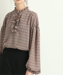 IENA - IENA LA BOUCLE Wカラープリントブラウス IENA LA BOUCLE ブラウス シャツ LIBERTY プリントブラウス