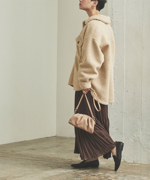 titivate（ティティベイト）の「ｵｰﾊﾞｰｻｲｽﾞﾎﾞｱｼﾞｬｹｯﾄ（ダウンジャケット/コート・レディース・アイボリー/ベージュ/ブラウン・M）」の16枚目の写真