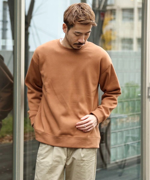 Blue Standard (ブルースタンダード)の「【BLUE STANDARD】裏フリースクルートレーナー/スウェット 裏起毛(スウェット・メンズ・ブラウン系その他/ダークグリーン/チャコールグレー/オフホワイト/ネイビー・MEDIUM/LARGE/X-LARGE)」の3枚目の写真
