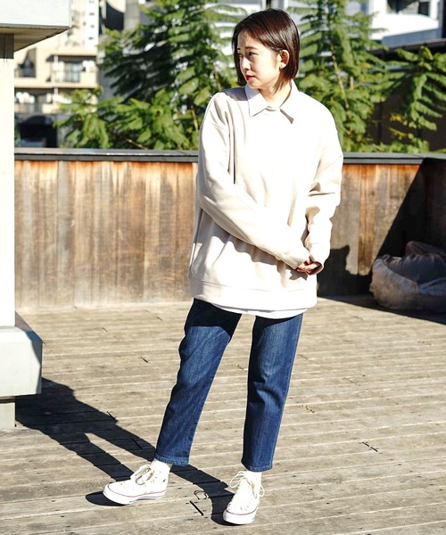 Blue Standard (ブルースタンダード)の「【BLUE STANDARD】裏フリースクルートレーナー/スウェット 裏起毛(スウェット・メンズ・ブラウン系その他/ダークグリーン/チャコールグレー/オフホワイト/ネイビー・MEDIUM/LARGE/X-LARGE)」の6枚目の写真