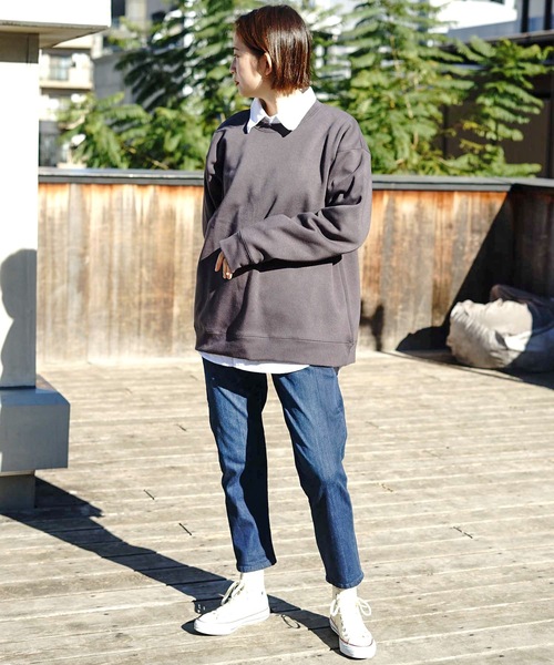 Blue Standard (ブルースタンダード)の「【BLUE STANDARD】裏フリースクルートレーナー/スウェット 裏起毛(スウェット・メンズ・ブラウン系その他/ダークグリーン/チャコールグレー/オフホワイト/ネイビー・MEDIUM/LARGE/X-LARGE)」の11枚目の写真
