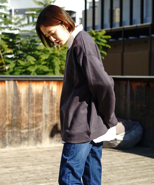 Blue Standard (ブルースタンダード)の「【BLUE STANDARD】裏フリースクルートレーナー/スウェット 裏起毛(スウェット・メンズ・ブラウン系その他/ダークグリーン/チャコールグレー/オフホワイト/ネイビー・MEDIUM/LARGE/X-LARGE)」の14枚目の写真