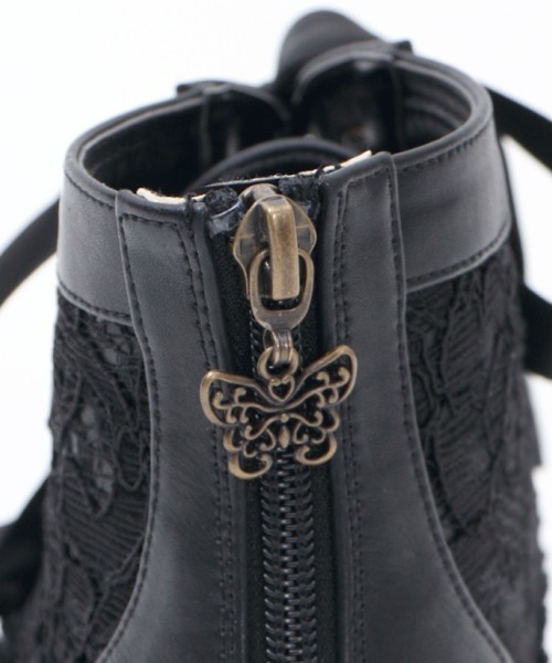 axes femme（アクシーズファム）の「チュールレースアップブーツ（ブーツ・レディース・ブラック/ベージュ・MEDIUM/LARGE/SMALL）」の3枚目の写真