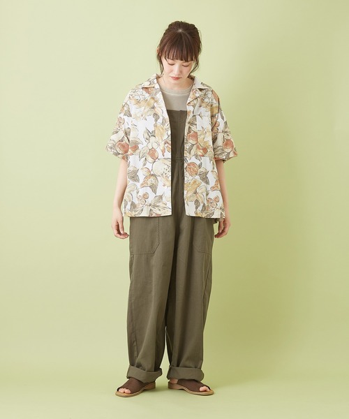 CUBE SUGAR（キューブシュガー）の「キャンブリック 総柄 プリント 開襟シャツ（シャツ/ブラウス・レディース・マルチ/ベージュ系その他/ブラック系その他/パープル系その他・M）」の6枚目の写真