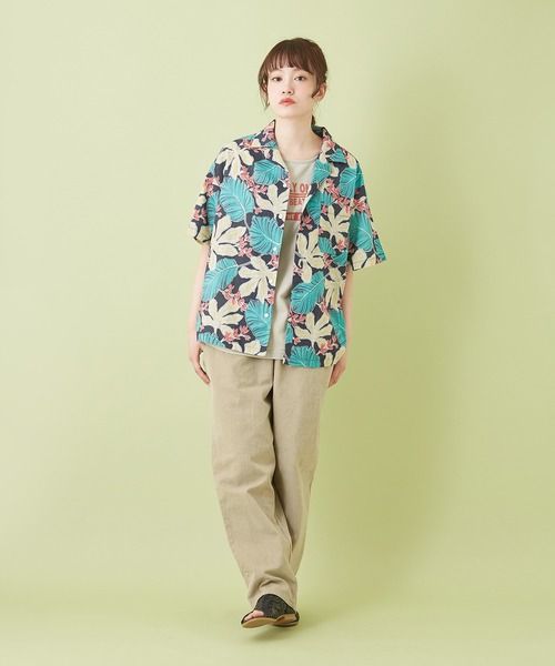 CUBE SUGAR（キューブシュガー）の「キャンブリック 総柄 プリント 開襟シャツ（シャツ/ブラウス・レディース・マルチ/ベージュ系その他/ブラック系その他/パープル系その他・M）」の9枚目の写真