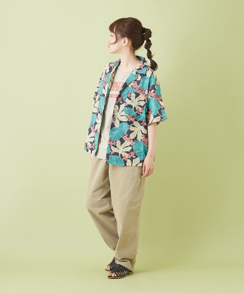 CUBE SUGAR（キューブシュガー）の「キャンブリック 総柄 プリント 開襟シャツ（シャツ/ブラウス・レディース・マルチ/ベージュ系その他/ブラック系その他/パープル系その他・M）」の10枚目の写真