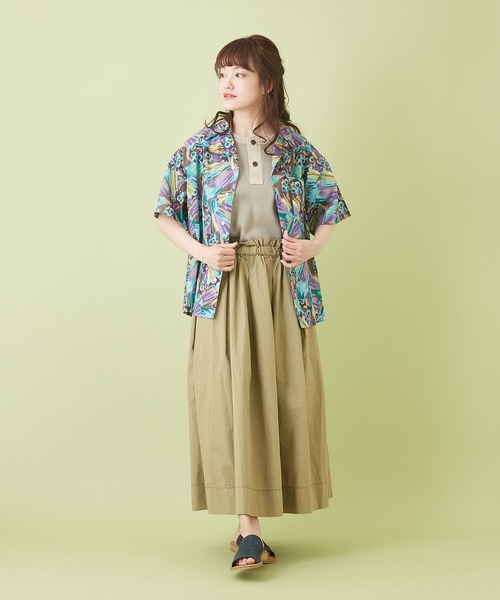 CUBE SUGAR（キューブシュガー）の「キャンブリック 総柄 プリント 開襟シャツ（シャツ/ブラウス・レディース・マルチ/ベージュ系その他/ブラック系その他/パープル系その他・M）」の13枚目の写真