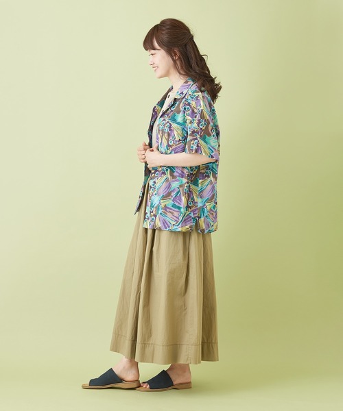 CUBE SUGAR（キューブシュガー）の「キャンブリック 総柄 プリント 開襟シャツ（シャツ/ブラウス・レディース・マルチ/ベージュ系その他/ブラック系その他/パープル系その他・M）」の14枚目の写真