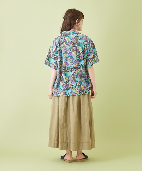 CUBE SUGAR（キューブシュガー）の「キャンブリック 総柄 プリント 開襟シャツ（シャツ/ブラウス・レディース・マルチ/ベージュ系その他/ブラック系その他/パープル系その他・M）」の15枚目の写真