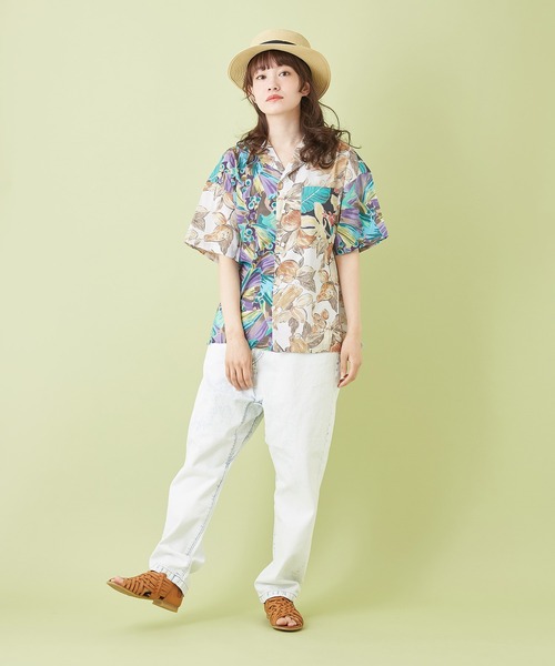 CUBE SUGAR（キューブシュガー）の「キャンブリック 総柄 プリント 開襟シャツ（シャツ/ブラウス・レディース・マルチ/ベージュ系その他/ブラック系その他/パープル系その他・M）」の18枚目の写真