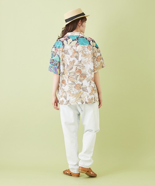 CUBE SUGAR（キューブシュガー）の「キャンブリック 総柄 プリント 開襟シャツ（シャツ/ブラウス・レディース・マルチ/ベージュ系その他/ブラック系その他/パープル系その他・M）」の20枚目の写真