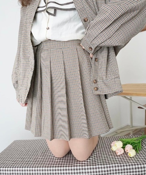 moi tytto（モイテュット）の「チェックプリーツスカパン【セットアップ可能】（スカート・レディース・ナチュラル/ブラウン・FREE）」の22枚目の写真