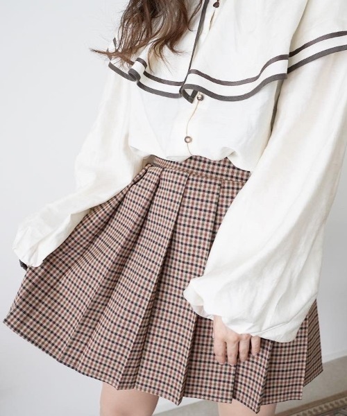moi tytto（モイテュット）の「チェックプリーツスカパン【セットアップ可能】（スカート・レディース・ナチュラル/ブラウン・FREE）」の18枚目の写真