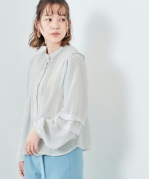 cepo(セポ)の「2WAY シアードビーブラウス(シャツ/ブラウス・レディース・ブラック/オフホワイト/グリーン/グレー・M)」の4枚目の写真