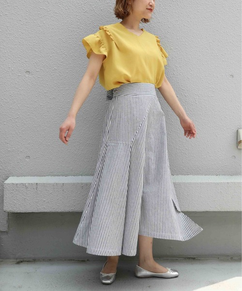 BE NEAT（ビーニート）の「【日本製】ギャザーフリルブラウス（シャツ/ブラウス・レディース・オフホワイト/イエロー・M）」の12枚目の写真