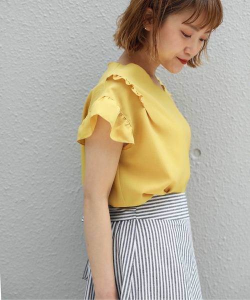 BE NEAT（ビーニート）の「【日本製】ギャザーフリルブラウス（シャツ/ブラウス・レディース・オフホワイト/イエロー・M）」の5枚目の写真