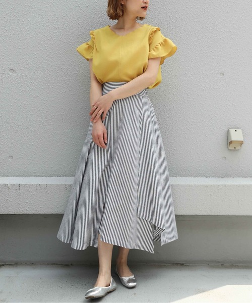 BE NEAT（ビーニート）の「【日本製】ギャザーフリルブラウス（シャツ/ブラウス・レディース・オフホワイト/イエロー・M）」の14枚目の写真