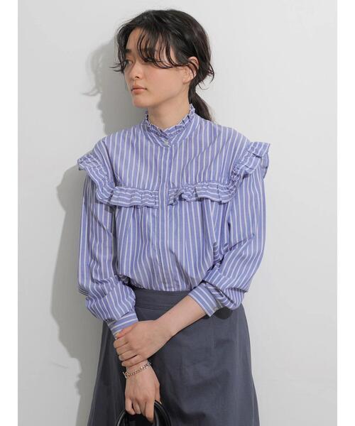 AMERICAN HOLIC（アメリカンホリック）の「スタンドフリルブラウス（シャツ/ブラウス・レディース・ブラック/オフホワイト/ストライプ・FREE）」の15枚目の写真