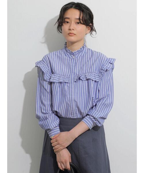 AMERICAN HOLIC（アメリカンホリック）の「スタンドフリルブラウス（シャツ/ブラウス・レディース・ブラック/オフホワイト/ストライプ・FREE）」の14枚目の写真