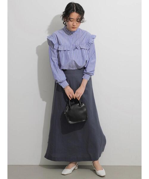 AMERICAN HOLIC（アメリカンホリック）の「スタンドフリルブラウス（シャツ/ブラウス・レディース・ブラック/オフホワイト/ストライプ・FREE）」の13枚目の写真