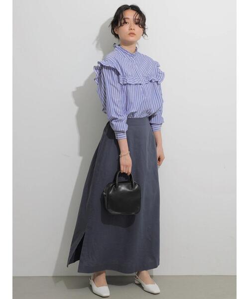 AMERICAN HOLIC（アメリカンホリック）の「スタンドフリルブラウス（シャツ/ブラウス・レディース・ブラック/オフホワイト/ストライプ・FREE）」の12枚目の写真