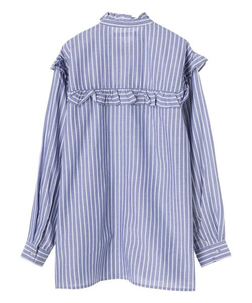 AMERICAN HOLIC（アメリカンホリック）の「スタンドフリルブラウス（シャツ/ブラウス・レディース・ブラック/オフホワイト/ストライプ・FREE）」の10枚目の写真