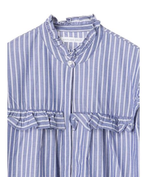 AMERICAN HOLIC（アメリカンホリック）の「スタンドフリルブラウス（シャツ/ブラウス・レディース・ブラック/オフホワイト/ストライプ・FREE）」の9枚目の写真