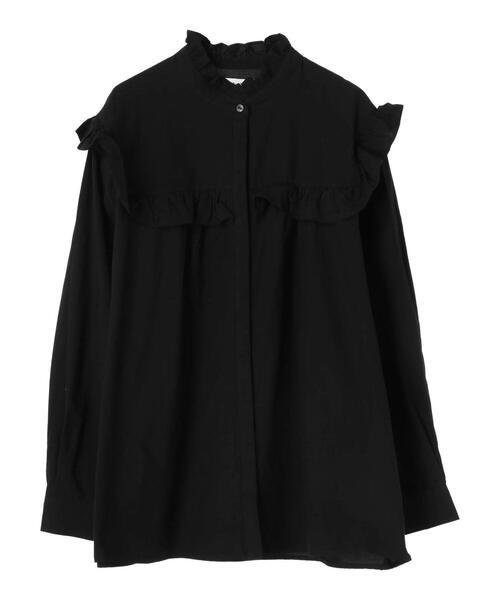 AMERICAN HOLIC（アメリカンホリック）の「スタンドフリルブラウス（シャツ/ブラウス・レディース・ブラック/オフホワイト/ストライプ・FREE）」の5枚目の写真