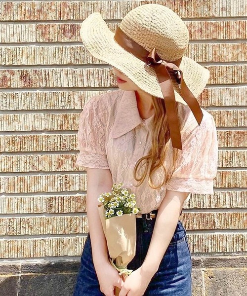 anown（アノン）の「ビッグカラー レースパフスリーブブラウス【ファッションインフルエンサーanchan×anown 限定コラボ】（シャツ/ブラウス・レディース・ホワイト/ピンク・S/M）」の5枚目の写真