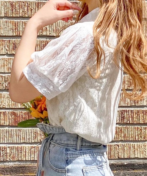 anown（アノン）の「ビッグカラー レースパフスリーブブラウス【ファッションインフルエンサーanchan×anown 限定コラボ】（シャツ/ブラウス・レディース・ホワイト/ピンク・S/M）」の16枚目の写真