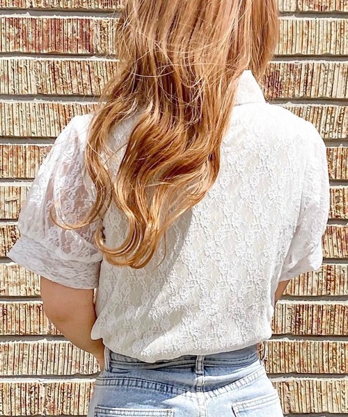 anown（アノン）の「ビッグカラー レースパフスリーブブラウス【ファッションインフルエンサーanchan×anown 限定コラボ】（シャツ/ブラウス・レディース・ホワイト/ピンク・S/M）」の9枚目の写真